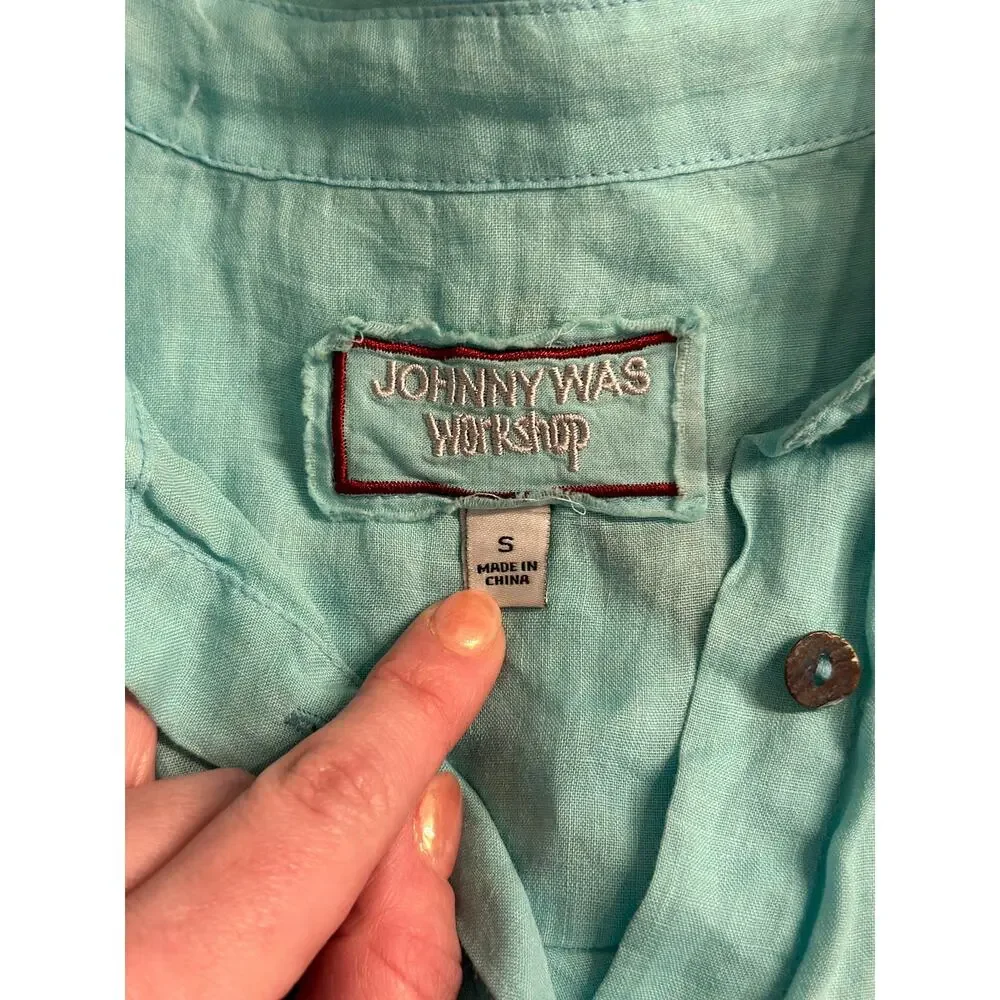 Johnny Was Embroidered Long Sleeve Button Down Shirt - Picture 11 of 13